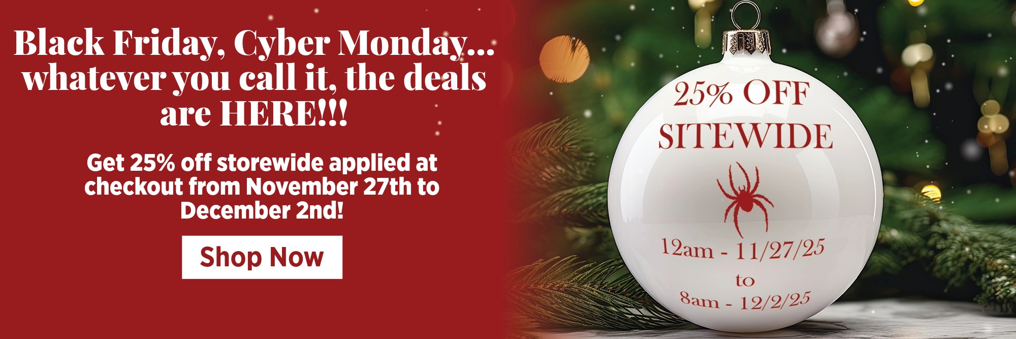 Christmas Ornament displaying the Spiders logo and sale date Inforamtion