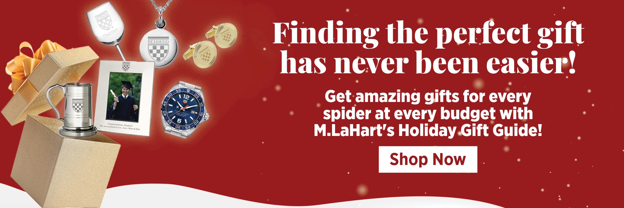 An open present is spilling out M.LaHart products.