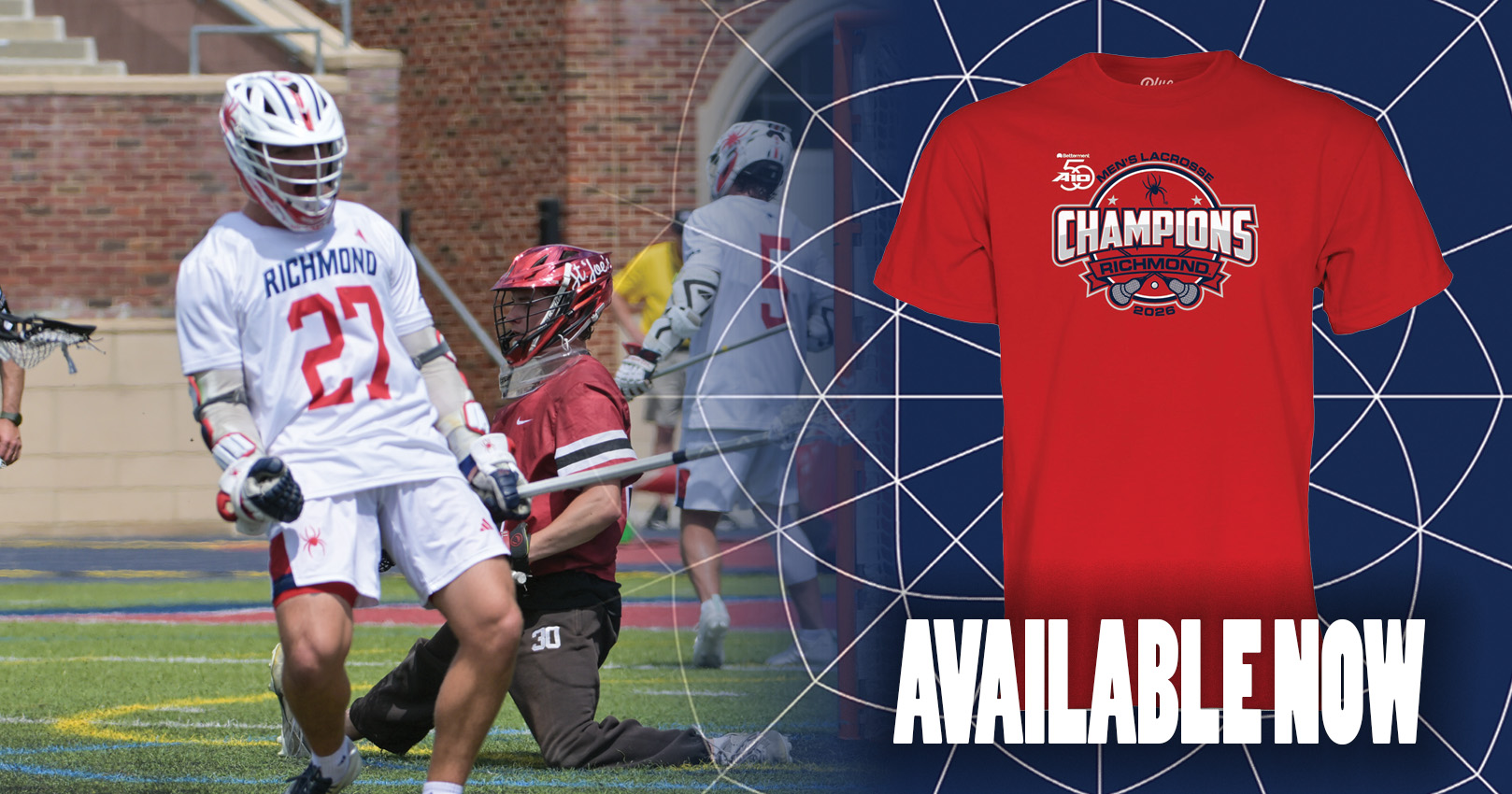 Image of Lacrosse players High fiving with the text champion bound behind them.