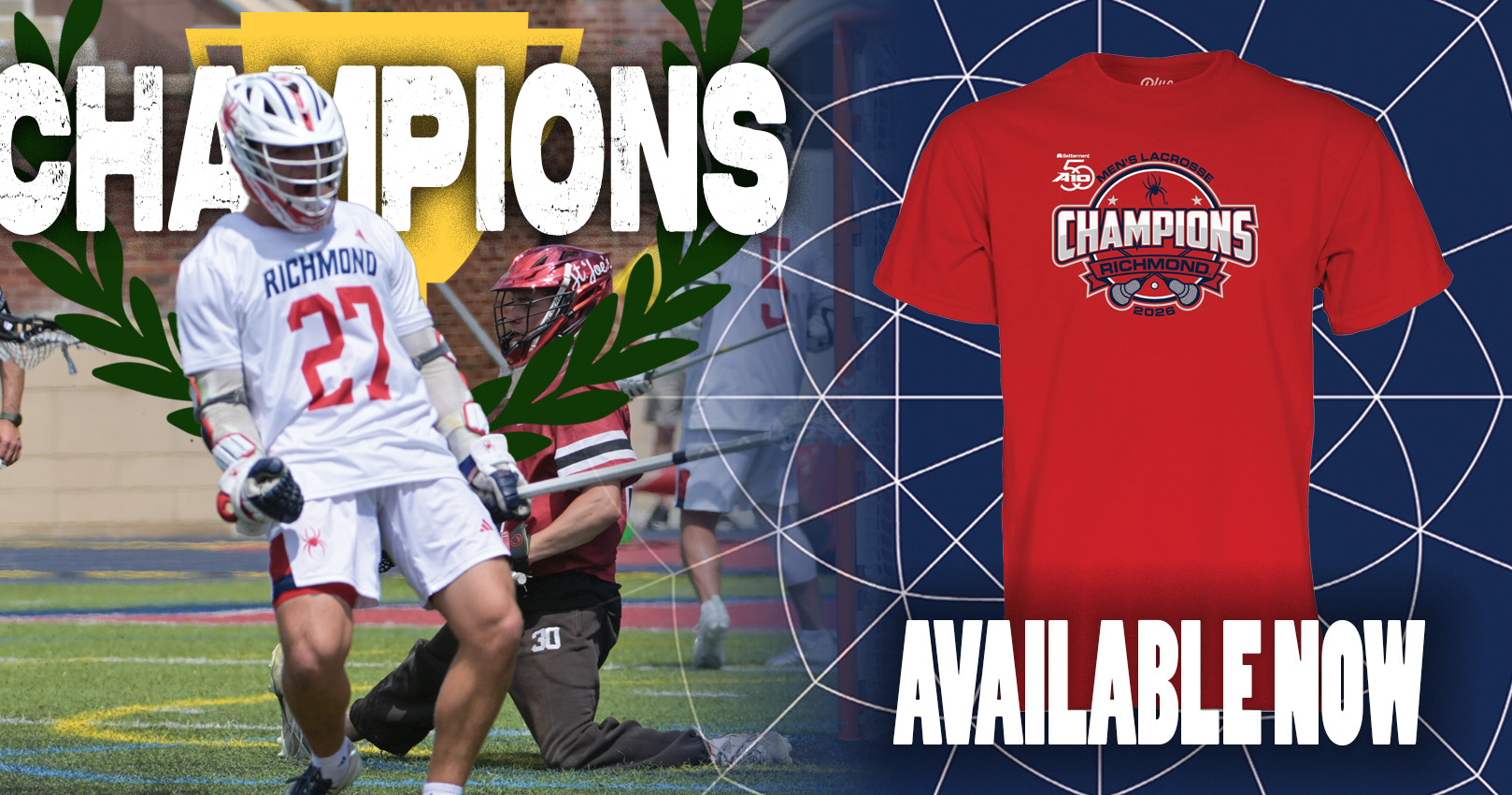 Image of Lacrosse players High fiving with the text champion bound behind them.