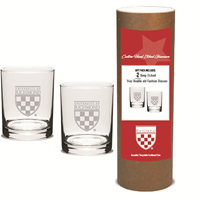 Campus Crystal by Jardine Set of Two Old Fashion Glasses with Shield