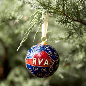 Kitty Keller Mascot and Virginia State Ornament in Navy