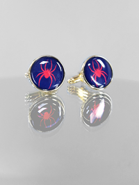 Mascot Cufflinks with Red Spider in Center