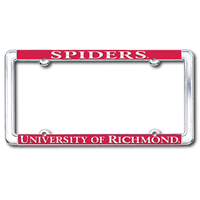 Chrome License Plate Frame with Spiders University of Richmond in Red