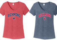 Ladies V-Neck Soft Tee with Richmond Mascot