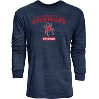 Blue 84 Long Sleeve Tri-Blend Tee with University of Richmond Mascot Spiders Navy