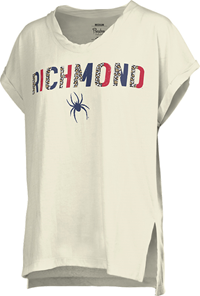 Pressbox Ladies Tee with Richmond Mascot in Ivory