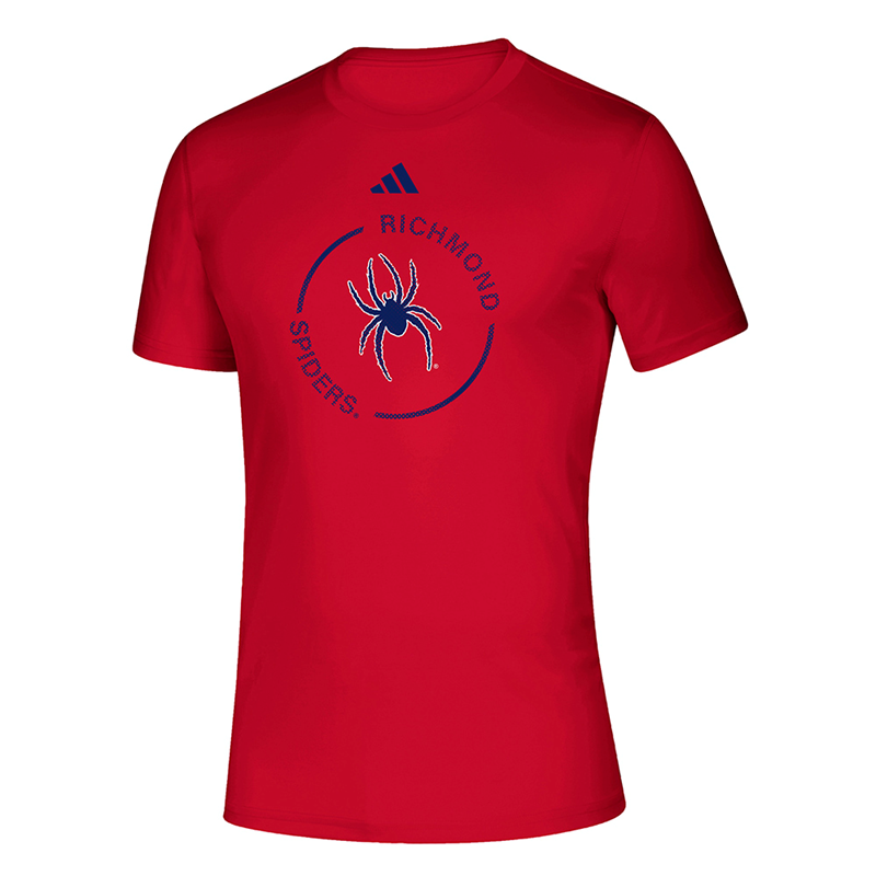 Adidas Athletic Tee with Richmond Mascot Spiders Circle in Red