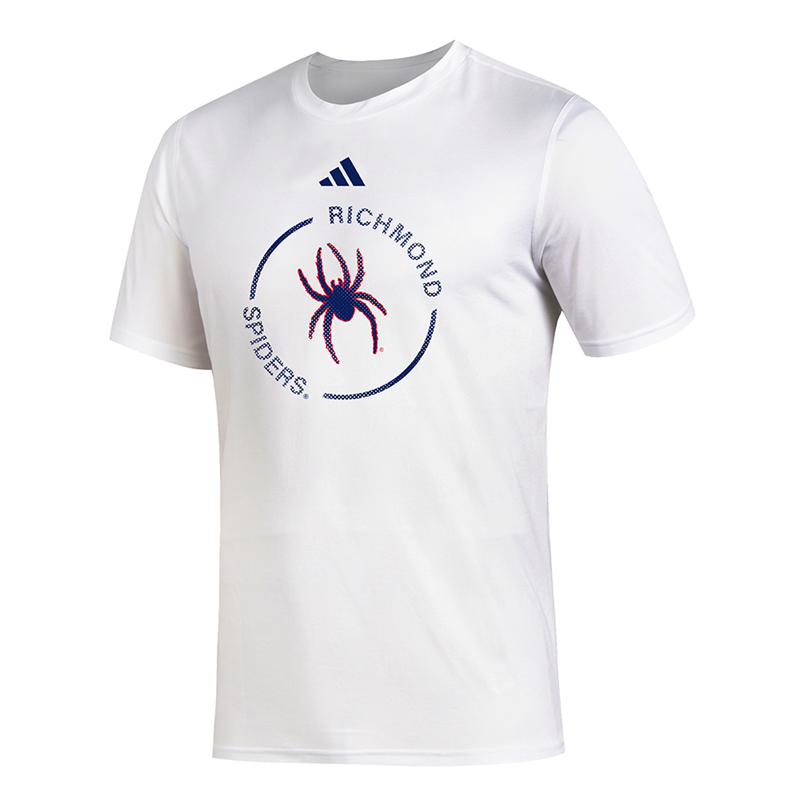 Adidas Athletic Tee with Richmond Mascot Spiders Circle in White (SKU 114710591058)