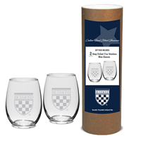 Campus Crystal by Jardine Set of Two Wine Glasses with Crest