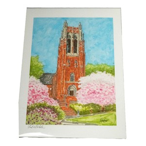 Rich Mitchell Boatwright Memorial Library Tower Water Color Painting - main view