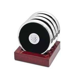 Jardine Set of Four Silver & Leather Coasters - main view