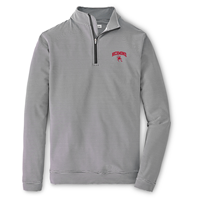 Peter Millar 1/4 Zip with Richmond Mini Stripes White & Grey