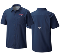 Columbia Full Button Up Polo with Richmond Mascot in Navy