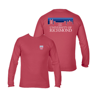 Uscape Apparel Long Sleeve with University of Richmond Crest and Back Graphic in Flamingo