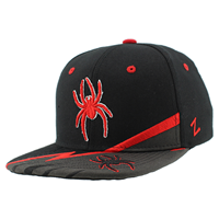 Zephyr Youth Flat Snapback Cap With Mascot in Black and Red