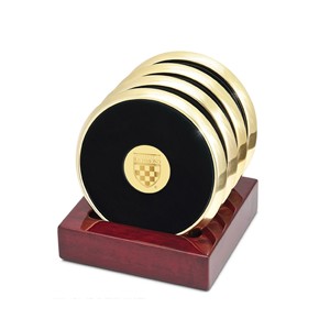Jardine Set of Four Gold & Leather Coasters - main view