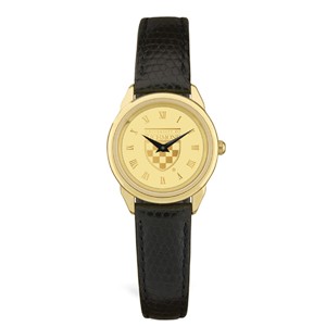 Jardine Ladies' Gold Watch with a Black Leather Strap - main view