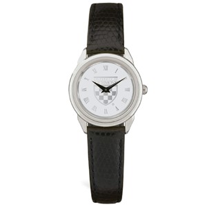 Jardine Ladies' Silver Watch with a Black Leather Strap - main view