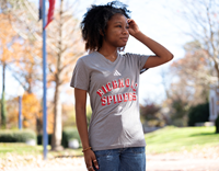 Adidas Ladies Tee with Richmond Spiders Mascot in Grey