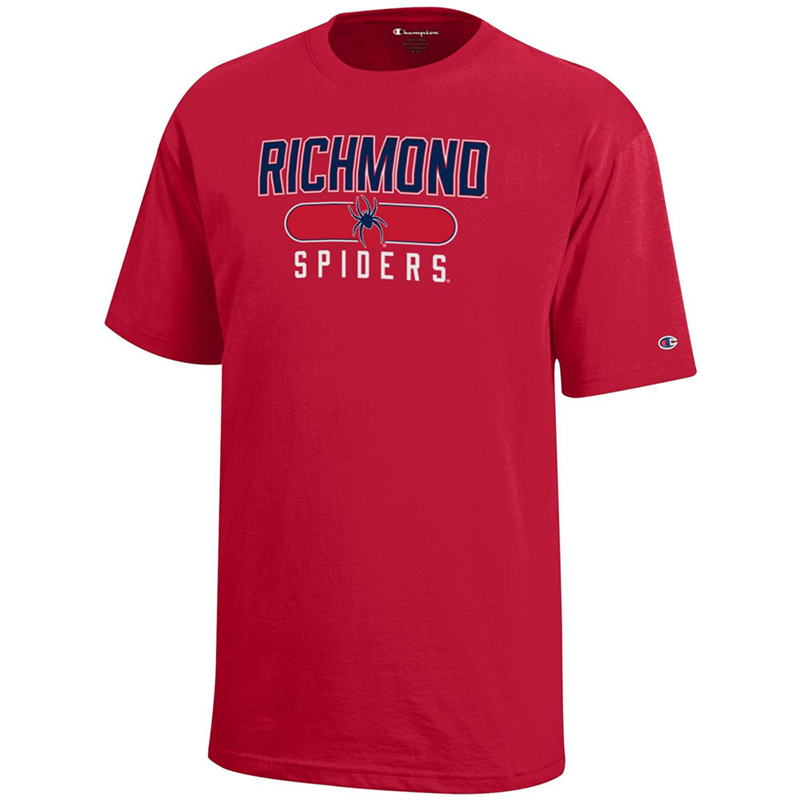 Champion Youth Tee with Richmond Mascot Spiders in Red