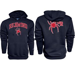 Blue 84 Hoodie with Richmond Mascot front Mascot UR back in Navy