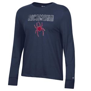 Champion Ladies Long Sleeve Tee with Richmond Mascot in Navy