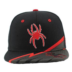 Zephyr Flat Snapback Cap With Mascot in Black and Red - main view