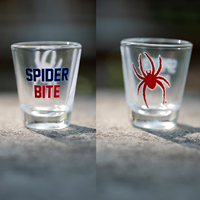R F S J 1.5 oz Collectors Glass Spider Bite with Mascot