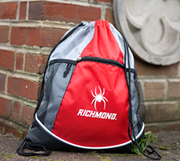 Carolina Sewn Drawstring Back Sack with Mascot Richmond in Grey and Red