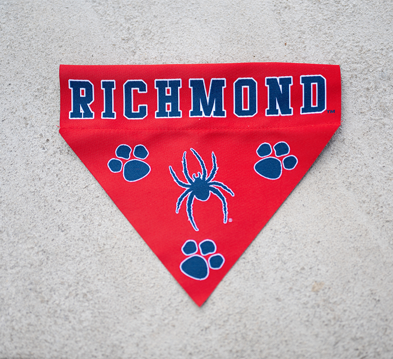 Spirit Product Pet Bandanna with Richmond Mascot and Paw in Red